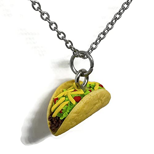 Taco Necklace For Party, 20" Cable Chain With Lobster Clasp, Fast Food Jewelry, Taco Lover Gifts For Women, Food Themed Gifts, Hypoallergenic For Sensitive Skin #TOP14