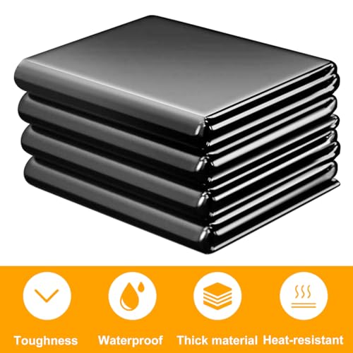 SDLDEER Teichfolie, Teichfolie 3x3m, Schwarz HDPE Teichfolien Schwerlast, für Blumen Gärtner Gewächshäuser Teiche Wasserauslese UV Stabil