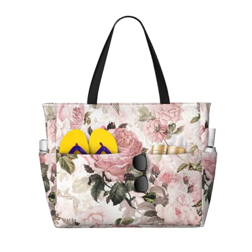 Grand sac de plage pour femme spacieux et léger fini le manque de place avec les roses sépia