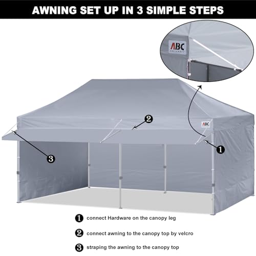 Image of ABCCANOPY 10x20 Commercial Pop up Canopy Tent with Awning Sidewall,Gray