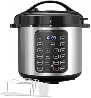 Simple Deluxe 16-in-1 Electric Pressure Cooker, 8QT Stainless Steel & Non-Stick Multi Cooker for Slow Cook, Meat Stew, Cake, Porridge, Multigrain, Dishwasher Safe, Silver