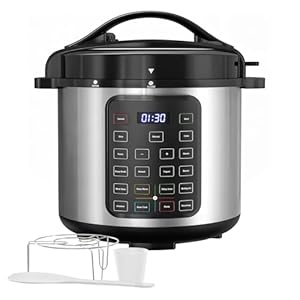 Simple Deluxe 16-in-1 Electric Pressure Cooker, 8QT Stainless Steel & Non-Stick Multi Cooker for Slow Cook, Meat Stew, Cake, Porridge, Multigrain, Dishwasher Safe, Silver