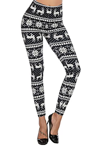 Uaderize Black And White Christmas Reindeer Leggings For Teen Girls Plus Size Xl #TOP2