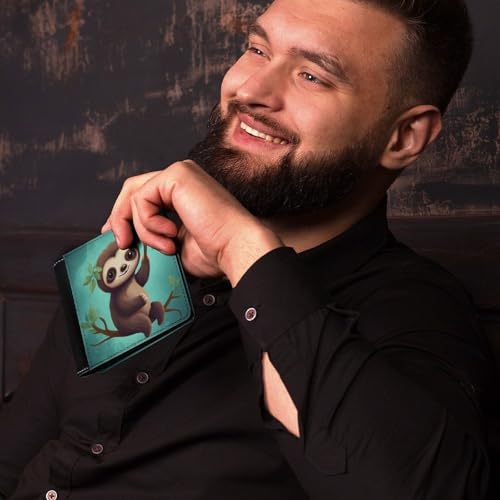 Cute Sloth Men Wallet Slim Thin Credit Card Women Money Clip Leather Bifold Front Pocket Wallets4