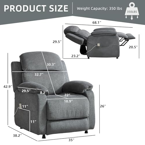 Sillón reclinable eléctrico Gris oscuro miniatura 2
