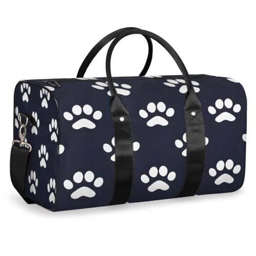 Dog Bones Paw Travel Duffle Bag, Sports Gym Bags for Women Men, Carry On Weekender Overnight Bag, Dog Paws Workout Hospital Airplane Trips Bag