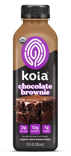 Koia - Ready To Drink Plant Protein Shake (12 Oz) - Organic Chocolate Brownie - Low Net Carbs, Dairy Free, Gluten Free, Soy Free, Non Gmo, Kosher, Vegan #TOP8
