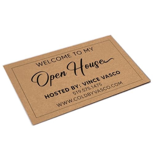 Personalized Open House Welcome Doormat for Realtors, Real Estate Agent Gift Floor Mat Indoor Outdoor Home Porch Decor, Welcome to My Open House Realtor Business Home Selling Front Door Mats Rugs -1