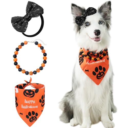 Wodison Happy Halloween Pet Costume Cosplay Set for Dogs Cats with Headband, Bandana Scarf and...