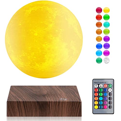 Magnetische Schwebende Mondlampe - 3D-Druck, 16 Farben, Rotierend, Mit Fernbedienung, Für Deko & Nachtlicht