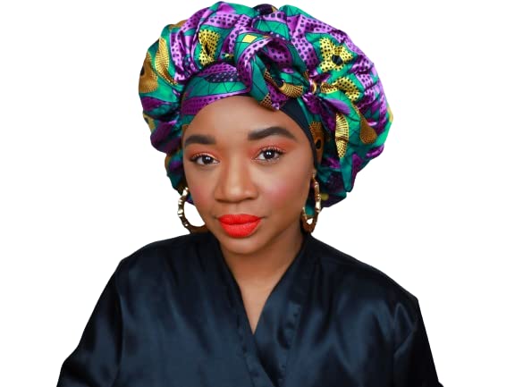 Envoltura de capó con estampado africano de satén, Multi color