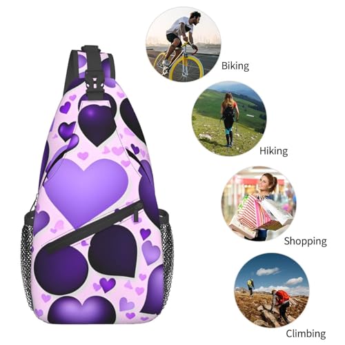 Mochila cruzada ligera con estampado de corazón negro miniatura 6