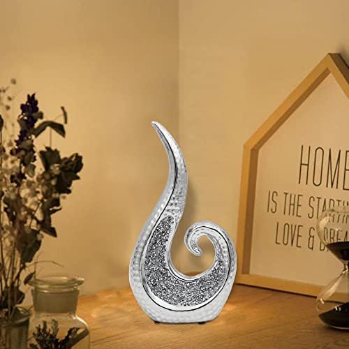 Silver Sparkle Ceramic Sculpture - Decorative Diamante Art Statue Ornament - Model Display Figurine - Home Decoration, for Your Loved Ones (Sculpture)