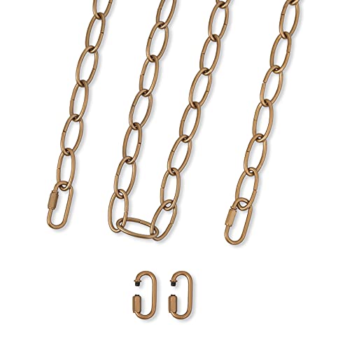 Optimant Lighting Antique Gold Lighting Chain, 20 Feet Metal Chandelier Chain Extension, Heavy Duty Pendant Chandelier Lighting Fixture Extra Chain with Connection Locks for Hanging Light