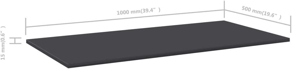 vidaXL Modern Bookshelf Boards - 4 pcs Gray 39.4"x19.7"x0.6" - Durable Engineered Wood - Easy to Clean and Install