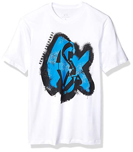 A|X Armani Exchange Men's Short Sleeve Graffiti Graphic T-Shirt, White, L