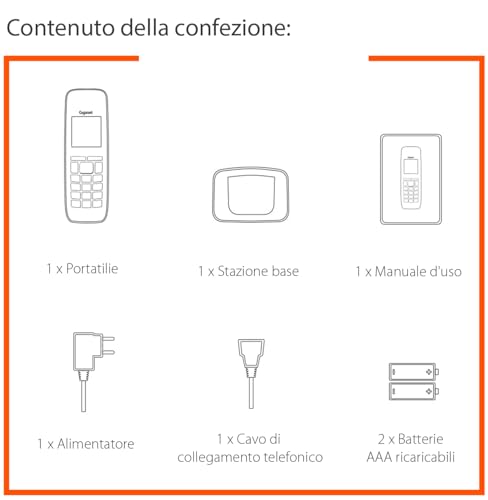 Gigaset A270 Telefono Portatile con Vivavoce, Ampio Display da 1.5 Pollici (34 x 22 mm) con Indicazione Data, Ora e Durata Chiamate, Bianco [ITALIA] - 6
