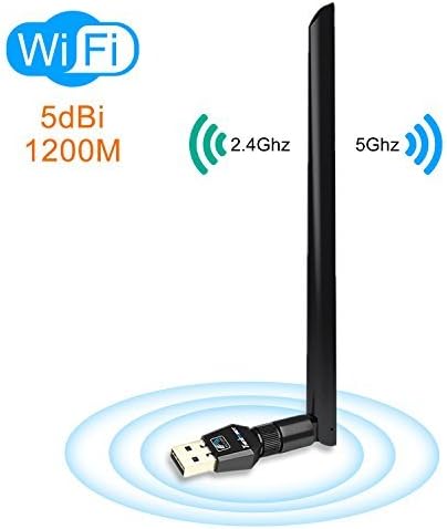 1200Mbps Wireless USB Wifi Adapter,DOSNTO WiFi Adapter for Desktop/Laptop,802.11 ac/a/b/g/n,Dual Band 2.4GHz/300Mbps+5GHz/867Mbps,5 dBi High Gain Antenna WiFi Dongles,Support Windows XP/7/8/10/MAC/OSX