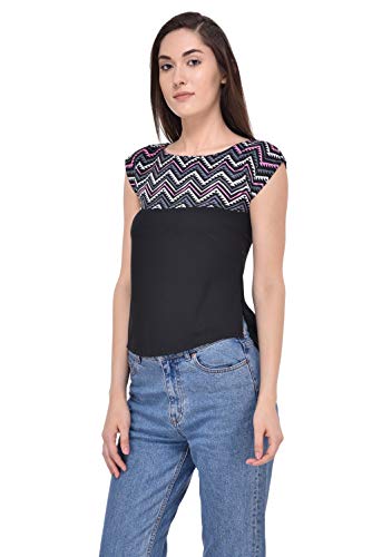 Image of mayra Women's Crepe Multi Color Short Sleeve Top