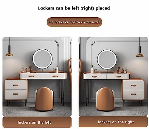 Tavolo da trucco moderno e minimalista con 3 modalità di illuminazione, design in legno massello, elegante tavolo da toeletta per donne e amanti del trucco