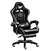 VIDITA Silla Gamer, Silla ergonómica Gamer con reposapiés y Apoyo Lumbar, Silla Gaming Regulable en Altura con Asiento Giratorio 360° y reposacabezas para Oficina o Juegos (Negra)