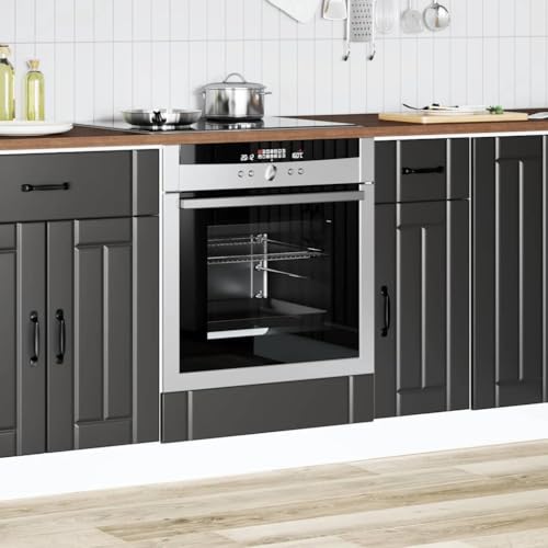 vidaXL Herdumbauschrank Lucca Schwarz Holzwerkstoff, Backofenschrank, Herdschrank, Ofenschrank, Küchenofenschrank, Küchenherdschrank