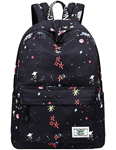 Buy 1 get 1 School Bookbags for Girls, Cute Galaxy Stars Planets Backpack College Bags Daypack Travel Bag by Mygreen (Black)