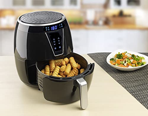 Rosenstein & Söhne Friteuse ohne Fett: Digitale Multi-Heißluft-Fritteuse mit 8 Programmen, 1.500 W, 4,5 l (Elektro-Low-Fett-Heißluftfritteuse, Heißluft-Fritteuse zum Frittieren, Küchenmaschine) – Bild 5