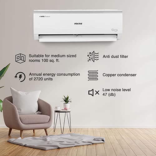 Image of Voltas 0.8 Ton 3 Star Adjustable Inverter Split AC(Copper, 103V Vectra Elite, 2023 Model, 4-in-1 Adjustable Mode, White)