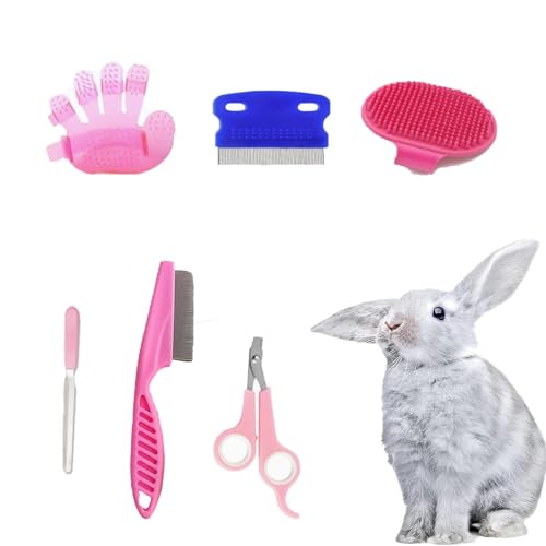 6-Piece Pet Grooming Kit with Bunny Nail Clippers - Safe Tools for Guinea Pigs and Small Animals