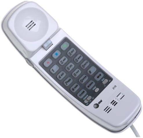 AT&T 210 Basic Trimline Corded Phone, No AC Power Required, Wall-Mountable, White (Renewed)