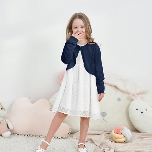 Image of Girls Cardigan Bolero Ruffle Open Front Button Cover-Up 3-12Y