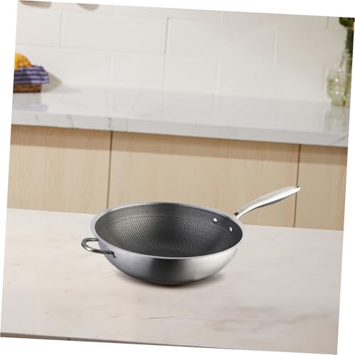 Wok de acero inoxidable con doble mango, antiadherente miniatura 7