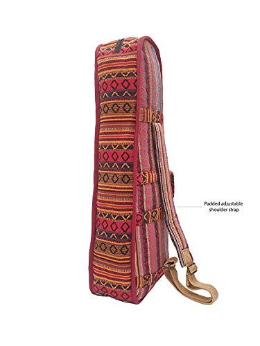 Image of The House of tara Modern Ukulele Bag | Ethnic Handloom Fabric Bag for Concerts | Multicolor | with External Zipper Pocket | Waterproof Padded Case | for Men and Women | Multicolor3