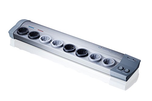 Preisvergleich Produktbild Oehlbach Powersocket 907 - Hochwertige Steckdosenleiste aus Alu - Überspannungsschutz, USB-Ladefunktion - Mantelstrom- und Netzfilter - grau