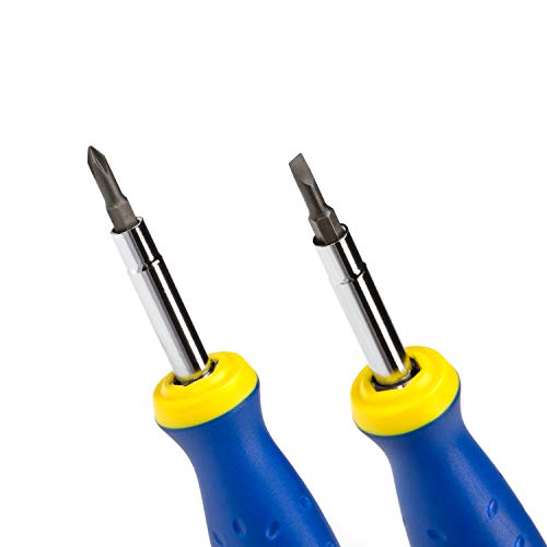 Estwing 6-in-1 Multipurpose Phillips, Slotted, and Hex Screwdriver, Steel Shaft, Comfortable Grip, PH1, PH2, 3/16-inch and 1/4-inch Slotted, 1/4-inch and 5/16-inch Hex