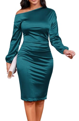 Image of Yiershu Women's Fall Off Shoulder Bodycon Dress Elegant Long Sleeve