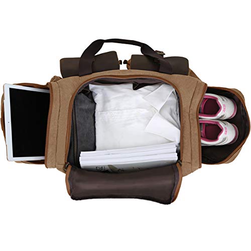 WOWBOX Duffel Bag Travel Weekender Duffle Bag Luggage Bags for Men Women Overnight Carry on Bag Gym Bag with Shoes Compartment Brown