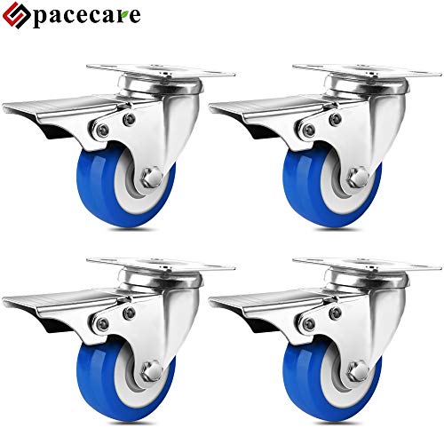 SPACECARE 2 Inches Swivel Casters Heavy Duty Casters, Lockable Brake Bearing Caster Wheels