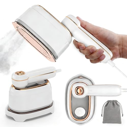 Travel Steamer for Clothes, 1200W Mini Travel Iron with Steam, Handheld Rotary Garment Iron, Wrinkle...