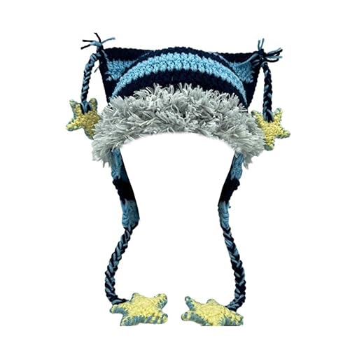 Bonnet en tricot motif chat Y2K idéal pour les sorties froides en ville