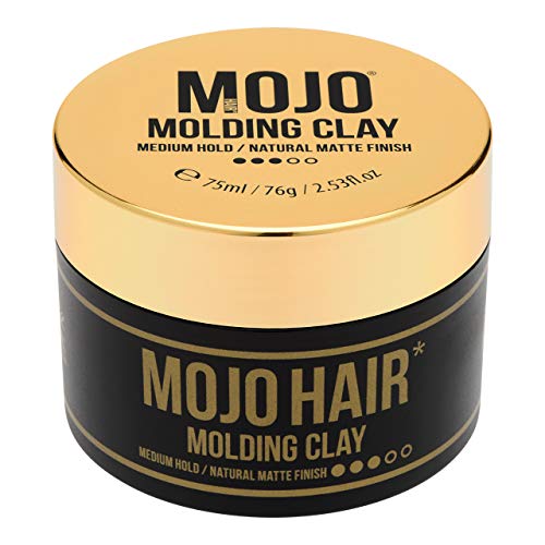 MOJO Hair Molding Clay, Adds Volume & Texture To All Hair Styles, Restyle Over & Over, Men’s Hair Products For Everyday Use, Medium Hold & Natural Matte Look Hair Clay 1x 75ml/64g