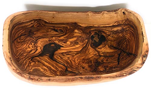 Orchard Hardwoods 12" Rustic Oval Artisan Olive Wood Dough Bowl Bread Basket Boat Shaped - Live Bark Edge. Farmhouse Decor For Fruit, Salads, Snacks, Popcorn. In Lg 10" Or Xl 12". (Xl 12X6-7X4) #TOP22