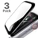 SLEO Screen Protector for New Apple Watch Series 4 Screen Protector [3 Pack],Premium Surface Hardness Full Coverage Metal Frame Tempered Glass Screen Protector for Apple Watch Series 4 44mm - Black