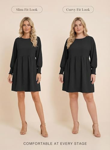 Dokotoo Womens Casual Dresses Tunic Dress Empire Waist Short Sleeve Crew Neck Flowy Babydoll Dress - Image 5
