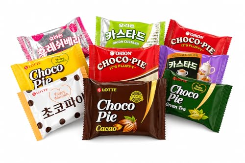 Korean Snack Variety Pack – Chocolate Pie & Custard Cake Assortment (18 Pieces, 0.99 oz Each) – 9 Flavors Mix, Individually Wrapped Sweet Snack Box, Perfect for Sharing & Lunch Snacks