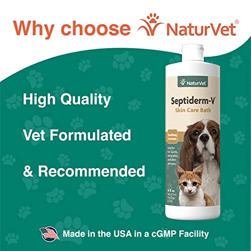 Image of NaturVet Septiderm-V Skin Care Bath Wash for Dogs & Cats - Pet Health, Dog Skin, Itching, Hot Spots - Pet Shampoo, Grooming Aid - 16 Oz.