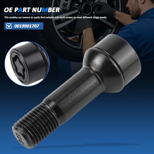 Image of MUNIK 0019901707 Rim Locks Bolt M14 X 1.5 X 45 Replace# A0019901707 0019901707 for Benz AMG C300 E300 E350 S450 GLC300 CLS450 C43 C63 GLC43 S63 S65