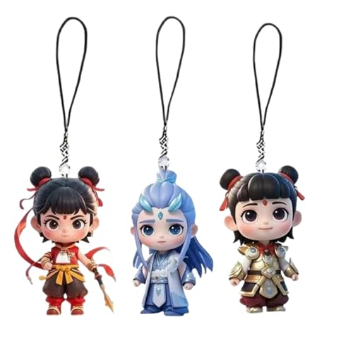 LiJuanWang Llavero Colgante Acrílico 6 Piezas Llavero de Regalo (4 Nezha + 2 Ao Bing) Diseño Anime Chino,Set Regalo Coleccionistas,Ideal para Bolsos Pequeños y Viajes,Mochilas,Llaves del Coche