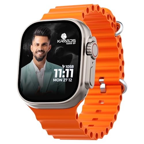 Image of Kratos SW18 Smart Watch with 2.01'' Large LCD Display, Wireless Charging, AI Voice Assistant, Smart Watch for Men with Metal Body, 50+ Sports Modes, 24 /7 Health Tracking, BT Calling, 200+ Watch Faces